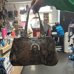 Coach Brown Snake Print Shoulder Bag and wallet
